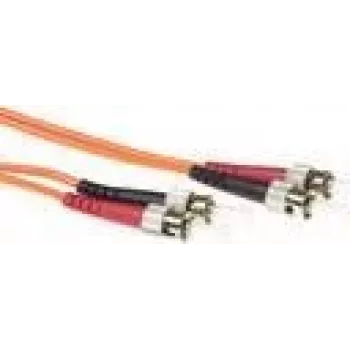 Cabo de patch de fibra ótica ACT 50 metros LSZH multimodo 50/125 OM2 duplex com conectores ST