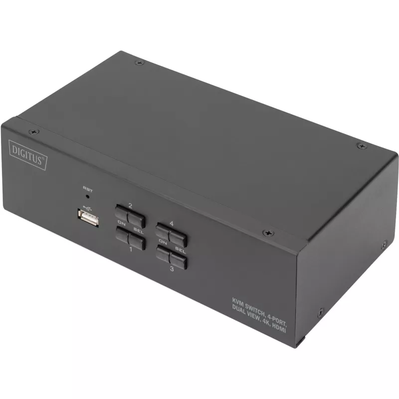 Switch KVM Digitus DS-12883 4 Portas Dual Display 4K HDMI USB