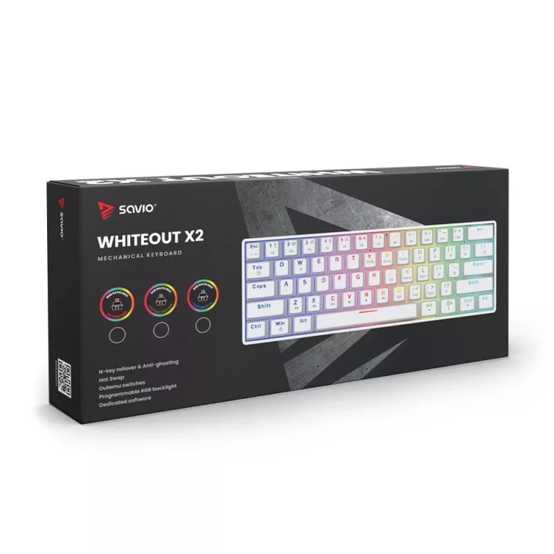 Teclado mecânico Whiteout X2, Brown Outemu, Hot Swap Savio Savgk-whit
