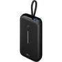 Powerbank 20.000 mAh, cabo USB-C integrado 13 cm, 30 watts (preto, 20 Ah, 1x USB-A, 2x USB-C, PD, QC)