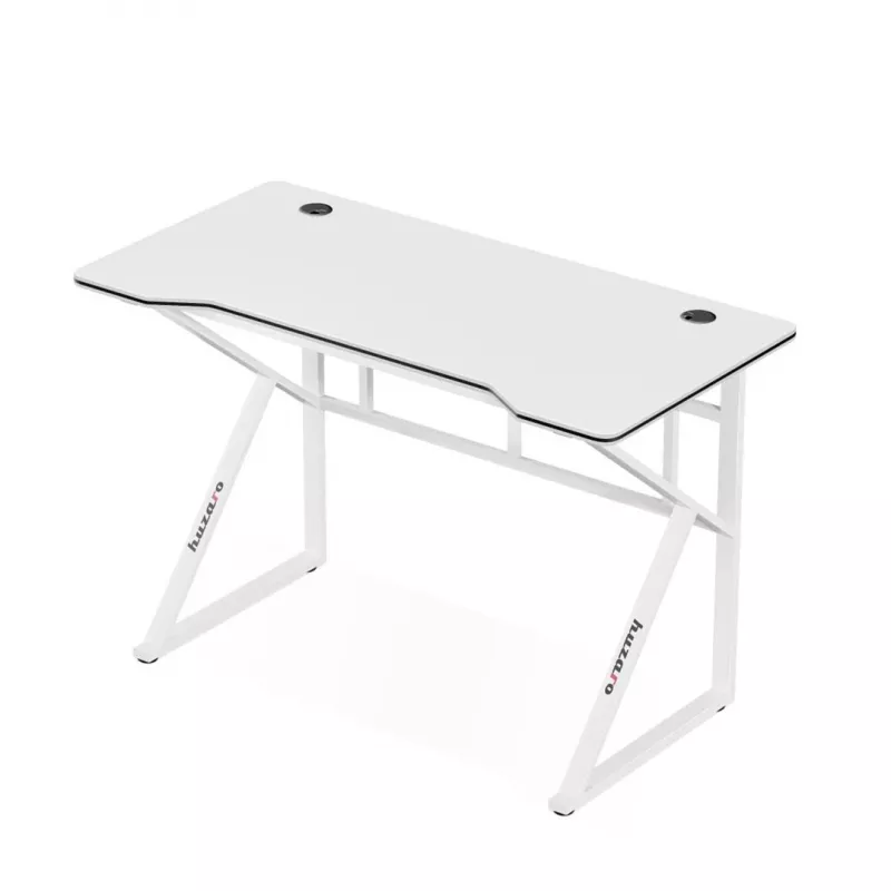 Mesa gaming huzaro Hero 1.6 branca — tampo reto MDF/carbono 1200×600 mm, estrutura metálica, 750 mm de altura