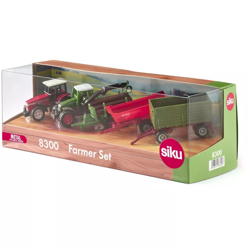 Conjunto de veículos agrícolas de brincar Siku Farmer 8300 — modelos de máquinas agrícolas em metal fundido