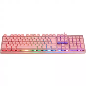 Deltaco GAM-021-RGB-P-DE - tamanho completo (100%) - USB - interruptores de membrana - QWERTZ - rosa
