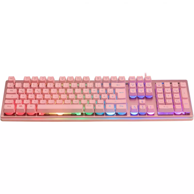 Deltaco GAM-021-RGB-P-DE - tamanho completo (100%) - USB - interruptores de membrana - QWERTZ - rosa