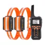 Coleira de treino para cães Rojeco PD5291000m com 2 coleiras, comando recarregável, impulsos estáticos/vibração/som ajustáveis