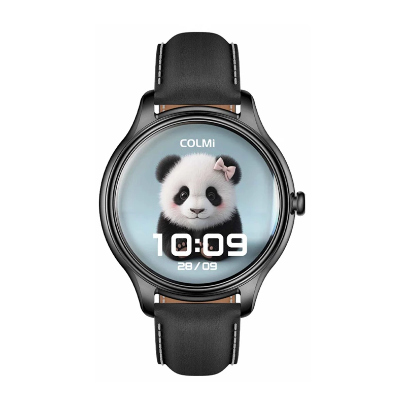 Smartwatch Colmi L28 com bracelete de silicone preta e bracelete de couro preta