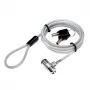Cabo de segurança LogiLink NBS009 para portátil com chave, 1,8 m, T-bar, 1,5 cm, 2 chaves, slim, prateado