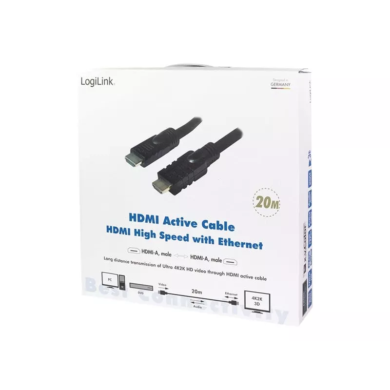 LogiLink CHA0020 cabo HDMI 20 m HDMI Type-A (standard) preto