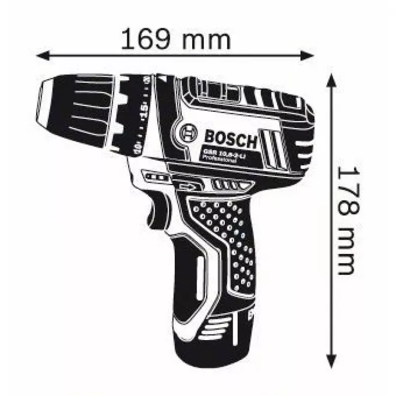 Bosch GSR 10,8-2-LI Professional sem chave preto, azul, vermelho