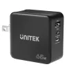 Carregador universal móvel Unitek P1117B USB-C PD 65W, 2x USB‑C PD + 1x USB‑A, preto
