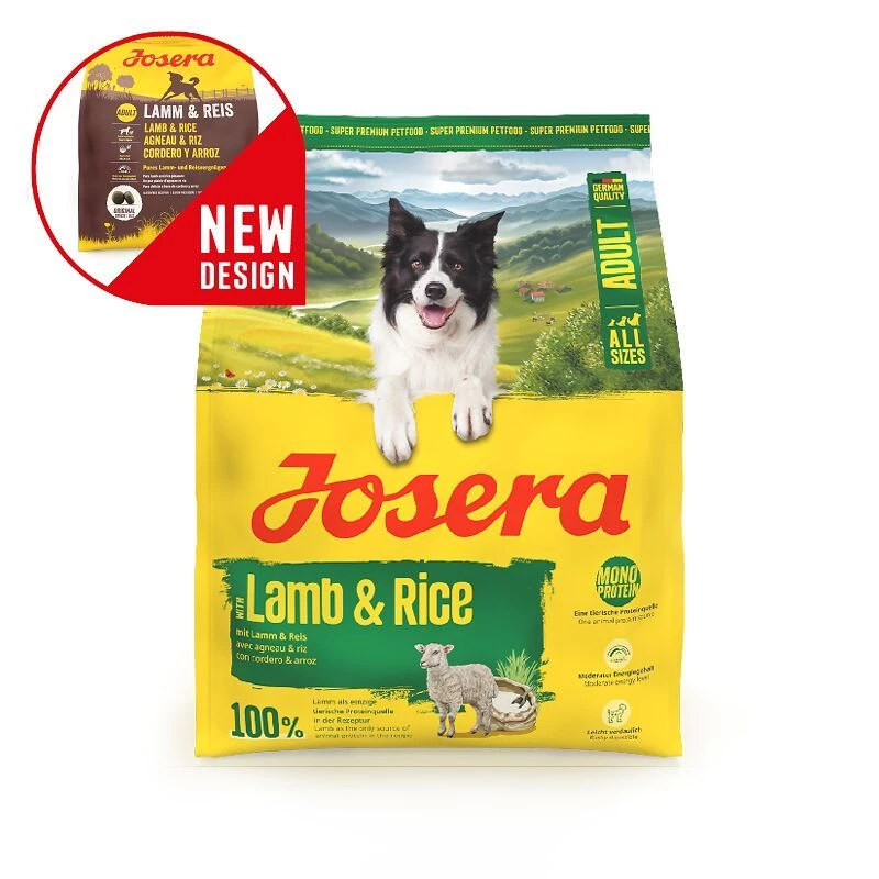 Comida seca para cães JOSERA Adult Lamb & Rice 3 kg — receita para cães adultos com borrego e arroz