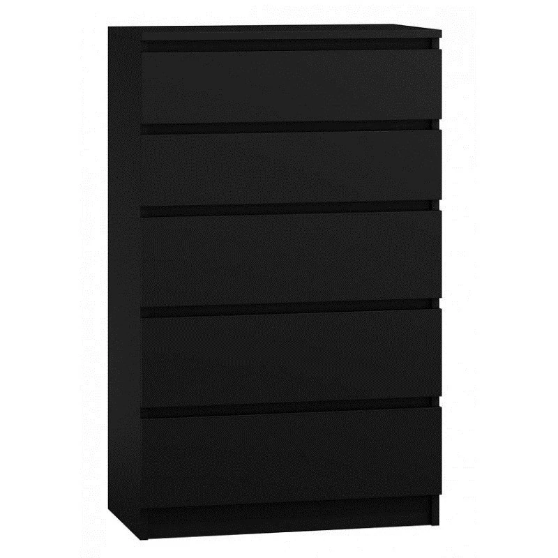 Cómoda Top e Shop M5 CZERŃ, 5 gavetas, preta, 700×400×1120 mm, aglomerado
