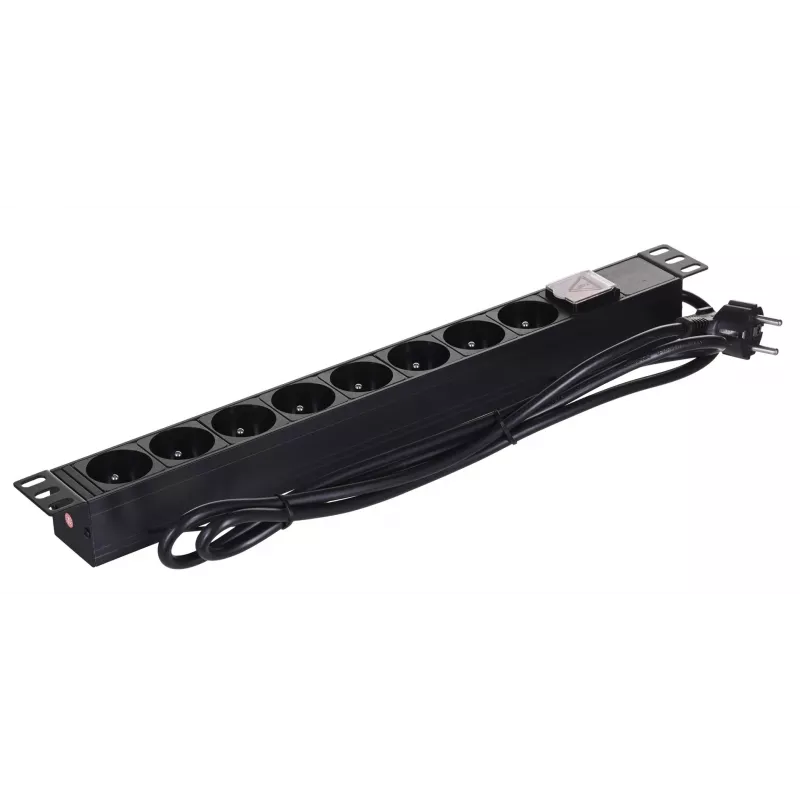 Alantec Régua de alimentação 19 polegadas 1U, 8x CEE 7/5, interruptor, 1,8m (PZ081U)