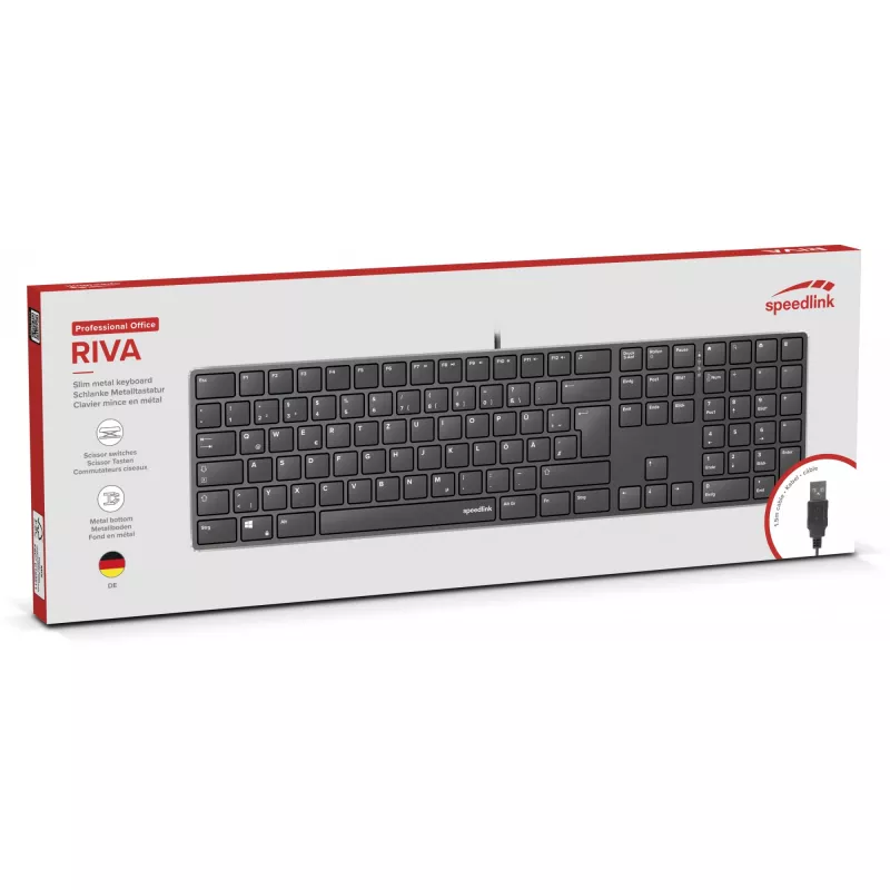 Teclado SPEEDLINK SL-640010-BK USB Alemão Preto Tamanho completo 110 teclas