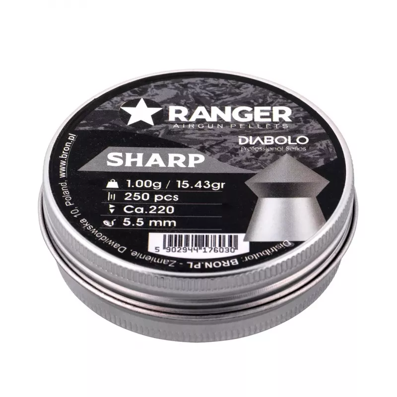 Diabolos RANGER PRORO 5,5 mm, formato diabolo, prateado, 250 unid., distribuidor de alumínio