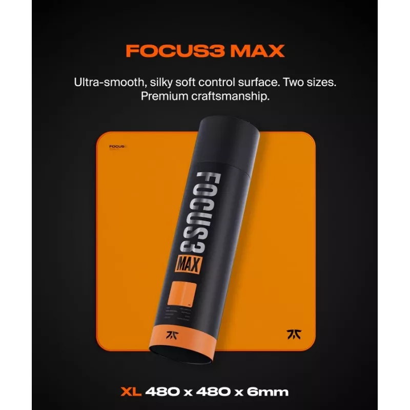Tapete de rato gaming GLORIOUS Fnatic FOCUS3 MAX XL – tamanho XL estendido, superfície de tecido, bordo costurado