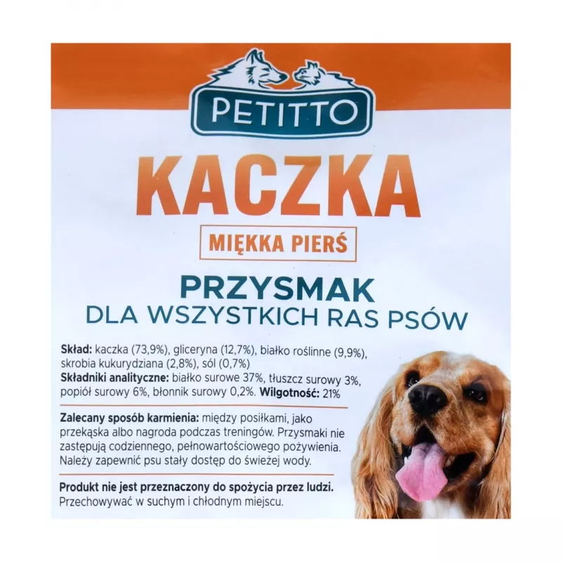 PETITTO Filete de peito de pato tenro - Petiscos para cães - 500 g