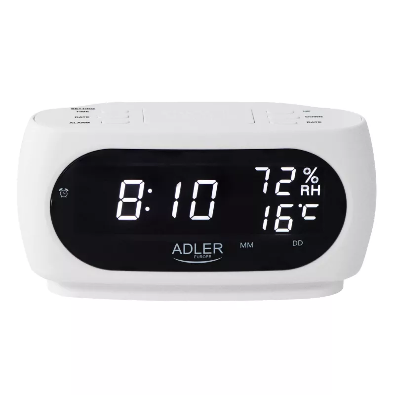 Adler AD 1186W despertador digital preto, branco
