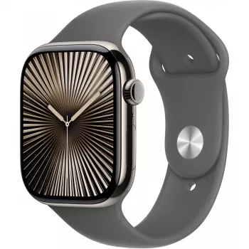 Apple Watch S10 Titânio natural bracelete desportiva cinzento-pedra M/L GPS + Cellular 46mm MWYA3QF/A 2024