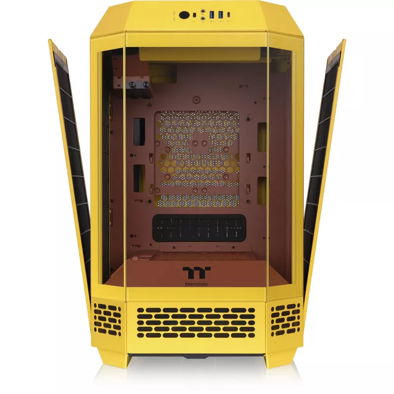 Caixa Mini Tower THERMALTAKE The Tower 250 Butter Caramel — microATX/Mini-ITX, suporte ATX, caixa compacta