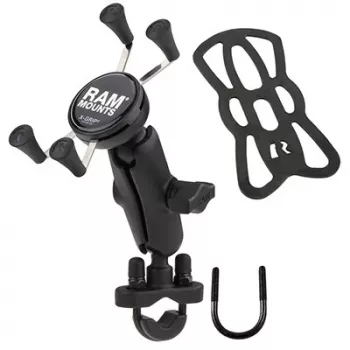 Suporte para telemóvel RAM Mounts X-Grip com base de abraçadeira em U para guiador