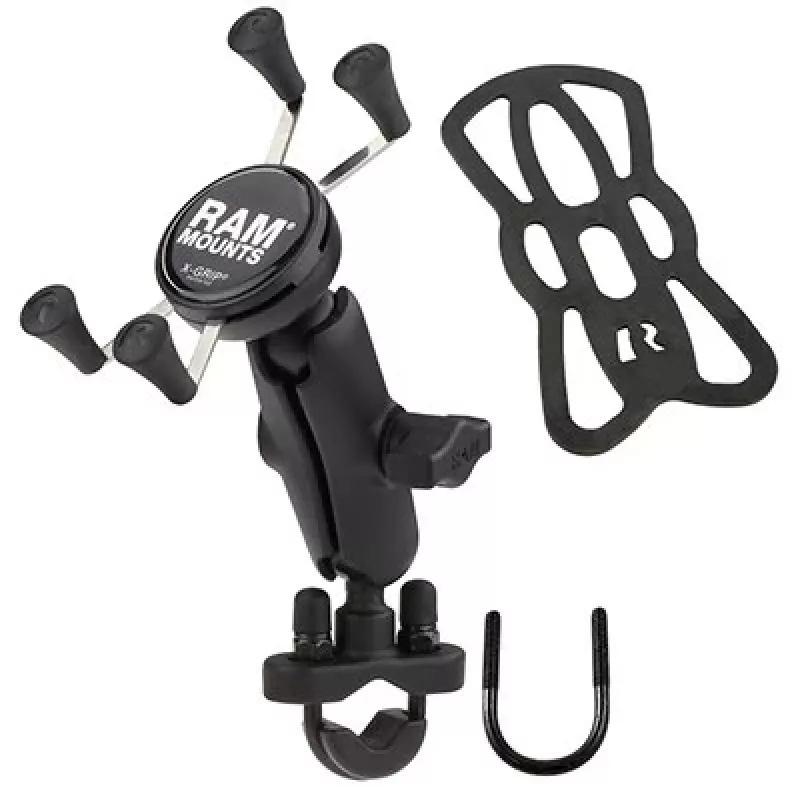 Suporte para telemóvel RAM Mounts X-Grip com base de abraçadeira em U para guiador
