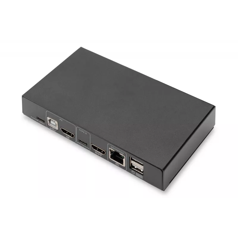 DIGITUS DS-12901 - Switch KVM/áudio/USB - 4K 30 Hz, entrada USB-C/USB/HDMI, saída HDMI, rede
