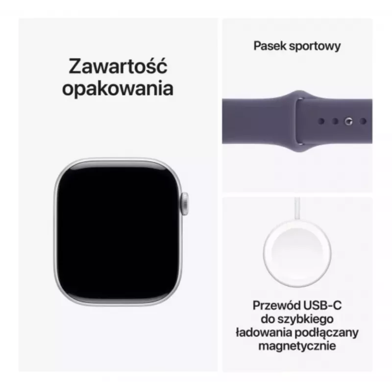 Watch Series 11 GPS 46mm caixa de alumínio prateada com bracelete desportiva Purple Fog - M/L