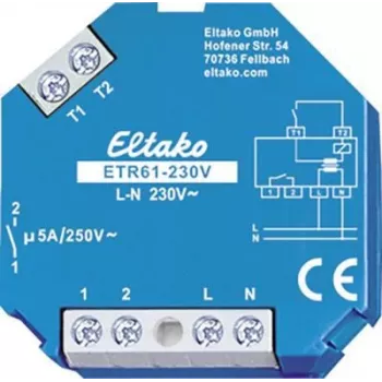 Atuador para estores/persianas Eltako ETR61-230V, entrada 230 V, corrente 5 A, azul/branco