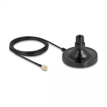 Base magnética de antena DELOCK ULA100 — 1×conector fêmea N para 1×ficha RP-SMA, cabo de 3 m, exterior, preta