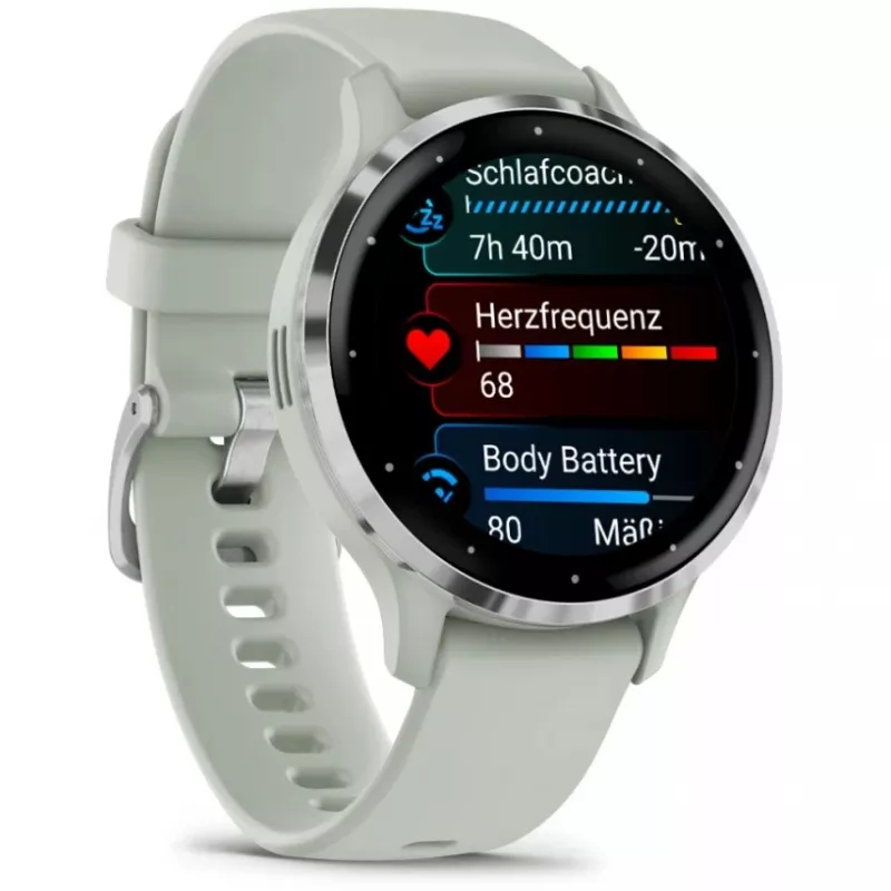 Garmin Venu 3S 3,05 cm (1,2 polegadas) AMOLED 41 mm Digital 390 x 390 píxeis Ecrã tátil cinzento, prateado Wi-Fi GPS (satélite)