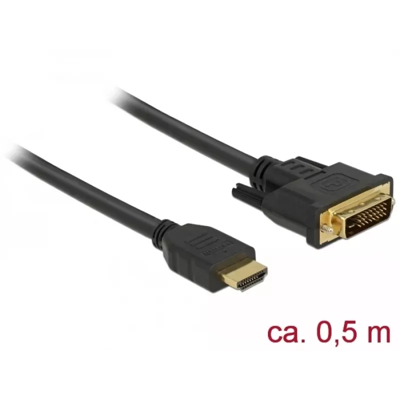 Adaptador de cabo de vídeo DeLOCK 85651 0,5 m HDMI tipo A DVI preto