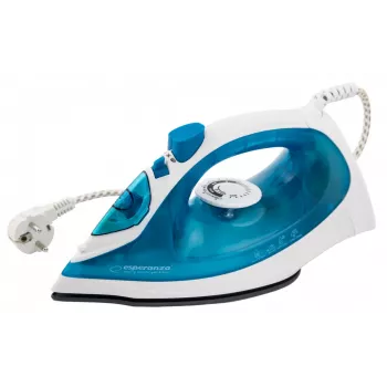 Ferro de engomar a vapor ESPERANZA EHI002 — 2200 W, base cerâmica, vapor vertical, 0,815 kg, branco/azul