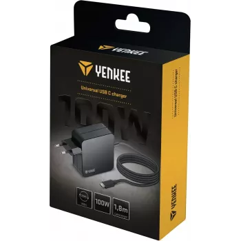 Carregador YENKEE YAU C100 100W com cabo de 1,8 m – carregador rápido para dispositivos móveis