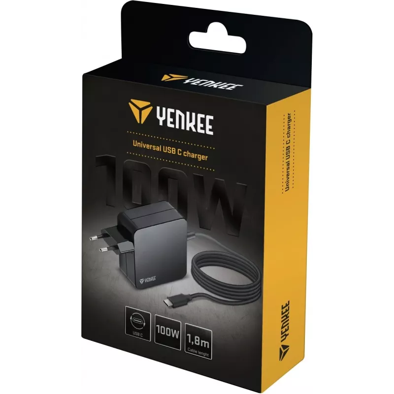 Carregador YENKEE YAU C100 100W com cabo de 1,8 m – carregador rápido para dispositivos móveis