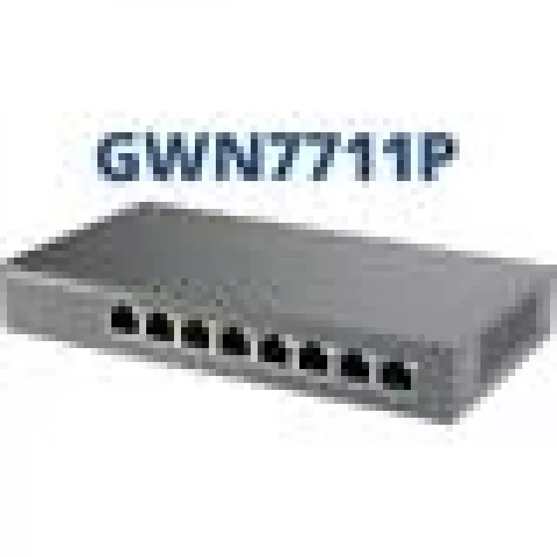 Switch de rede PoE gerido L2 Gigabit Grandstream GWN7711P — 8x RJ-45 10/100/1000, 48V DC, secretária/montagem na parede