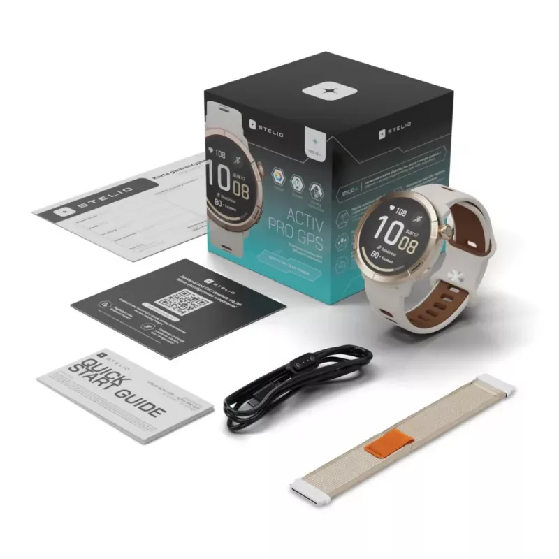 Smartwatch Stelio STSWA102GT Activ Pro GPS 46 mm titânio dourado – GPS, caixa de 46 mm, acabamento em titânio