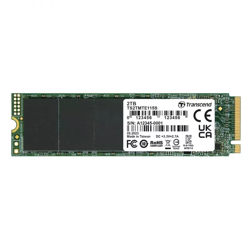 Transcend 115S - SSD - 2TB - interno - M.2 2280 (frente e verso) - PCIe 3.0 x4 (NVMe) (TS2TMTE115S)