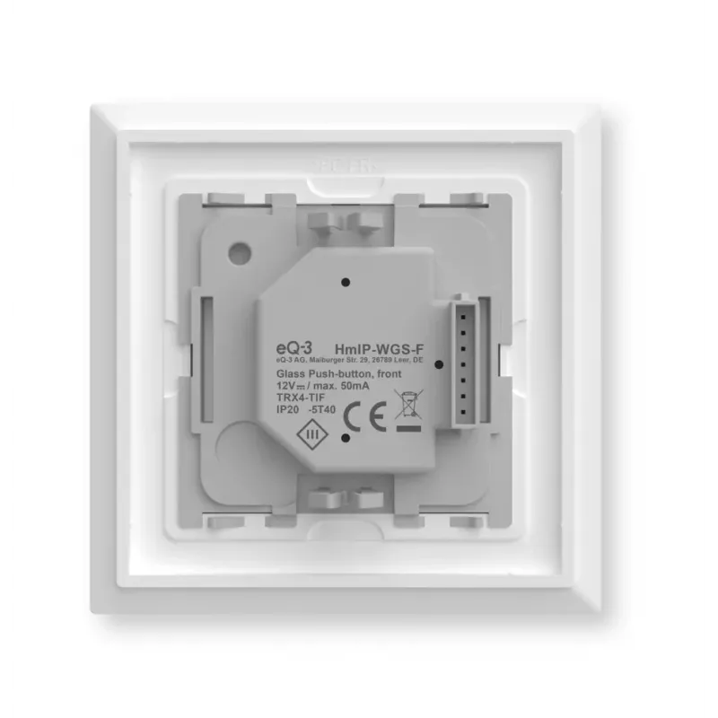 Botão inteligente em vidro HomeMatic Homematic IP Botão em vidro, 230 V, 868 MHz, branco, 54,5×54,5×29 mm