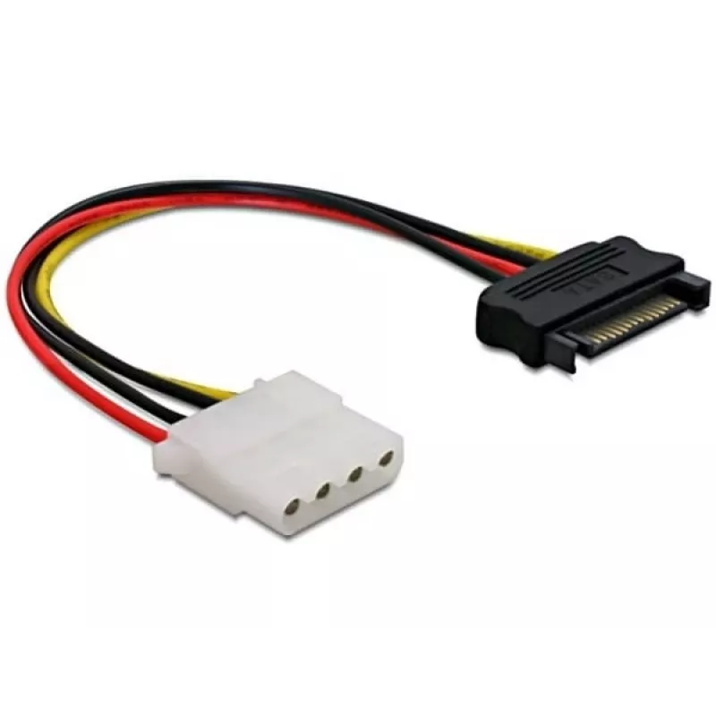 Delock 60115 cabo de alimentação SATA 15 pinos macho para Molex 4 pinos fêmea, 0,12 m