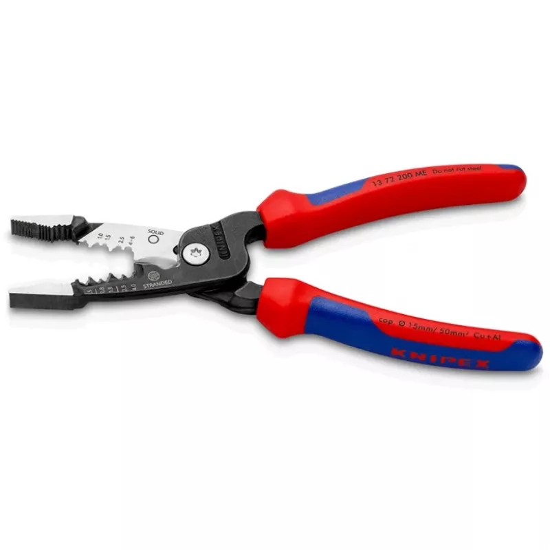 Knipex 13 72 200 ME alicate de descarnar preto, azul, vermelho, aço inoxidável