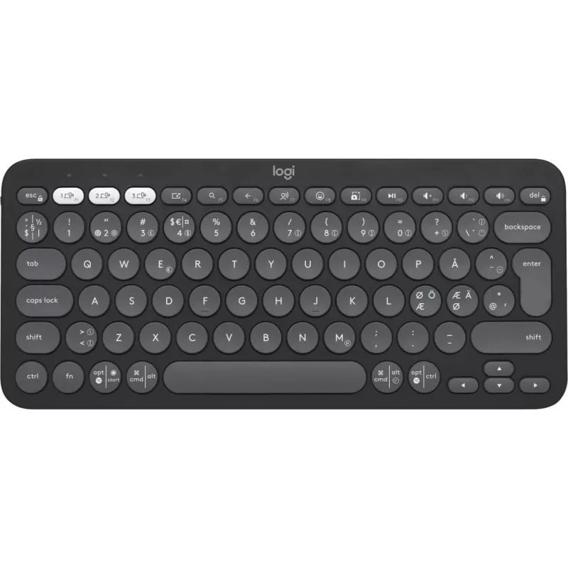 Logitech Pebble Keys 2 K380s – Teclado – sem fios – Bluetooth LE – QWERTY – Nórdico (Dinamarquês/Finlandês/Norueguês/Sueco) – Tonal Graphite (920-011879)