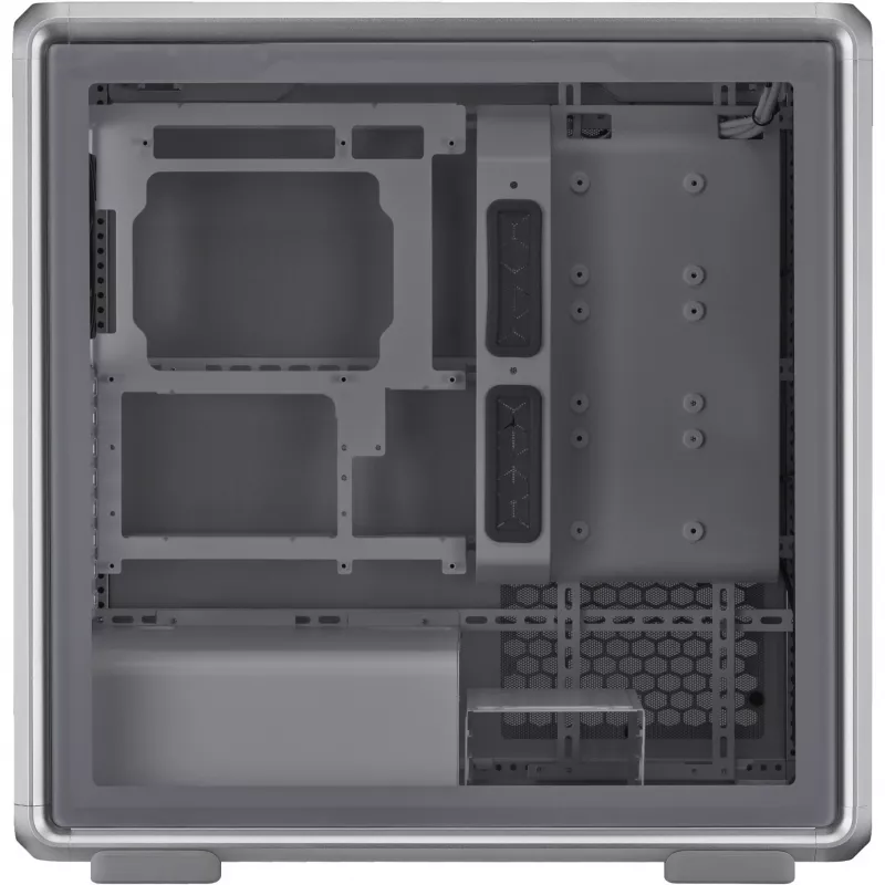 Caixa de PC Cooler Master MasterFrame 600 Midi Tower prateado — ATX/Micro-ATX/ITX, vidro temperado, suporta 3x ventoinhas frontais de 140 mm