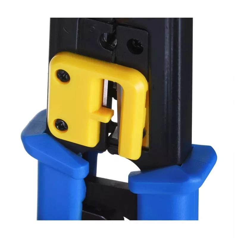 Alicate de cravar Alantec NI040 para fichas RJ-45, construção em aço, punhos em plástico, preto/azul