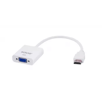 Adaptador de cabo de vídeo Savio CL-27B 0,1 m HDMI Type-A (standard) VGA (D-Sub) branco