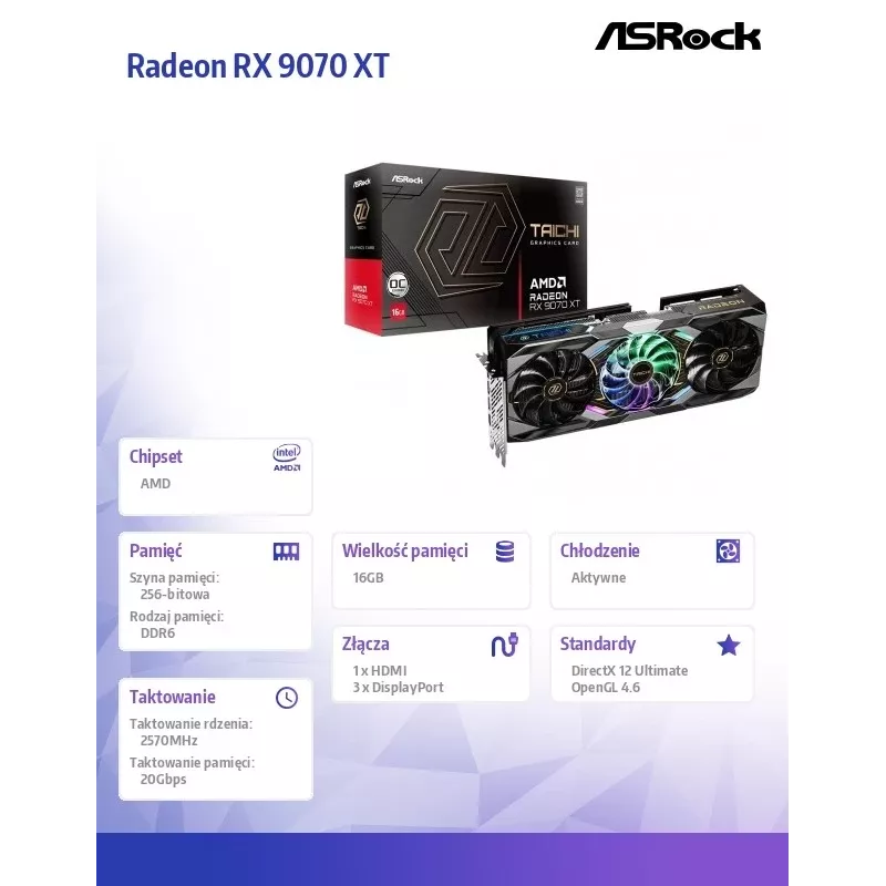 Placa gráfica ASRock Radeon RX 9070 XT TC 16GB GDDR6 PCIe 5.0