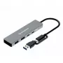 Hub USB GrauGear G-HUB2C2A-10G — 4 portas USB 3.2 Gen 1 (2x Type-C, 2x Type-A), 10 Gbit/s, 100 W, alumínio, cinzento
