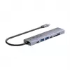 Hub USB-C Unitek H1124AGY01 com 100W PD, HDMI 2.0, 2x USB‑A, 2x USB‑C, leitor de cartões SD/microSD — alumínio