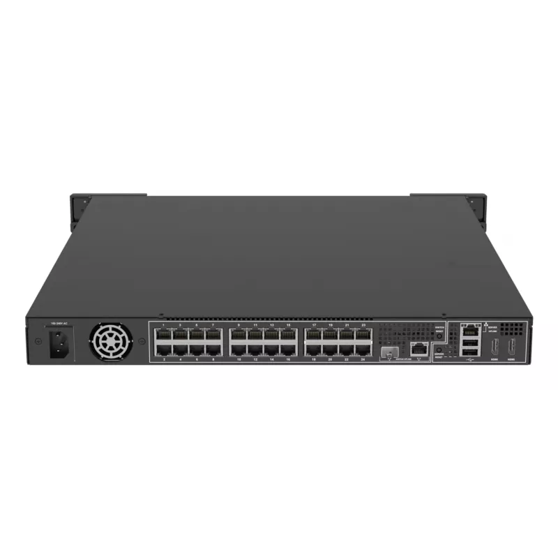 Gravador de vídeo em rede AXIS S2224 Mk II 24 canais, reprodução de 48 canais, 7680×4320, HDD de 6 TB, SSD de 256 GB, RAID 0/1/10, 1U, Preto