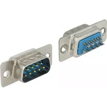 Conector Sub-D 9 pinos DELOCK 65881 — azul/prateado, 31×15×12.5 mm